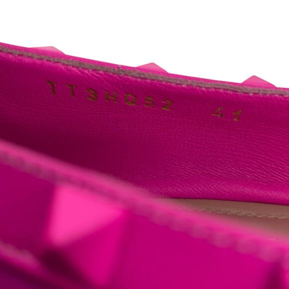 Valentino Garavani Rockstud Satin Square Ballet Flat Hot Pink Size 42 - Picture 14 of 15